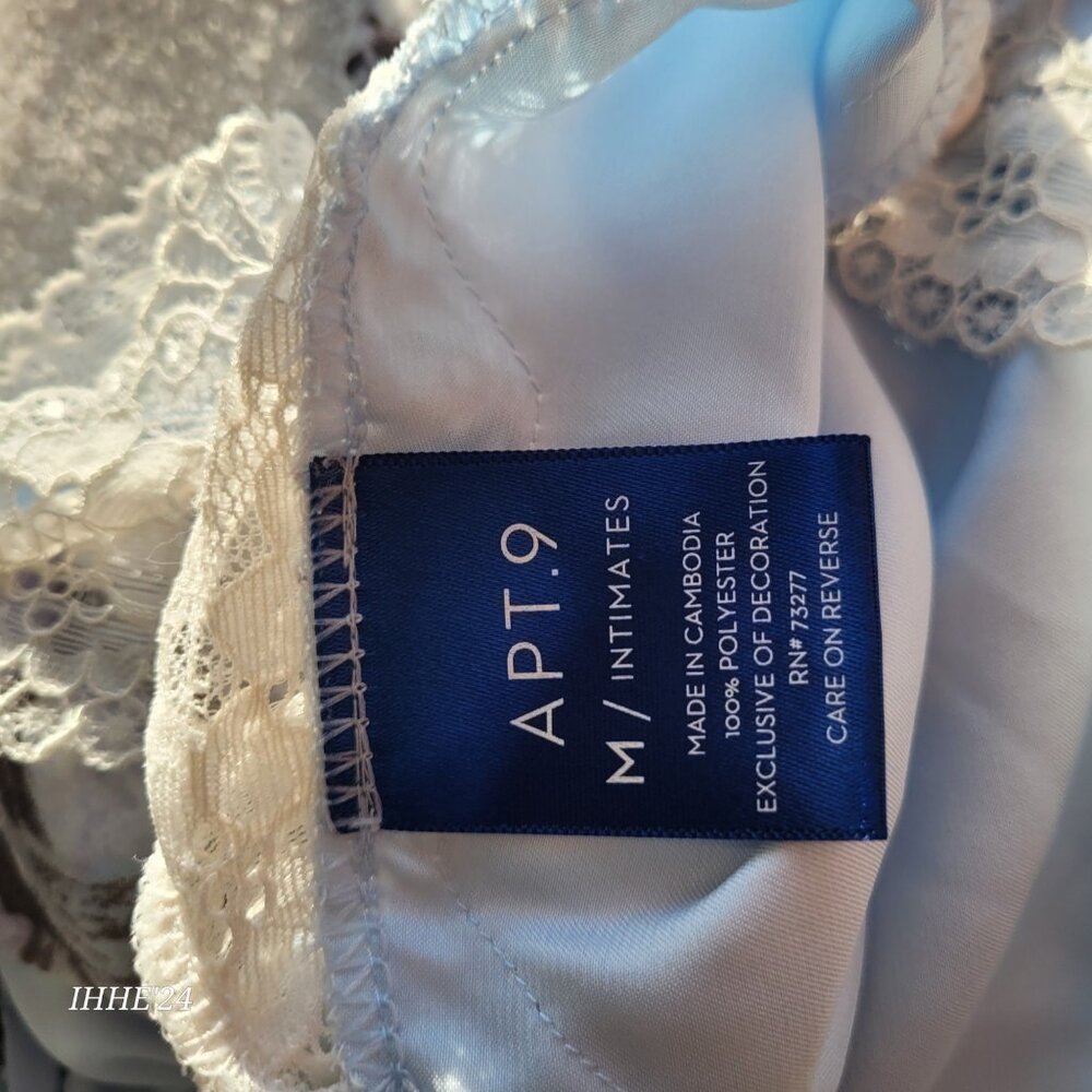 Apt. 9 Womens Floral Lace-Trim Slip Dress M Light Blue - Picture 7 of 8